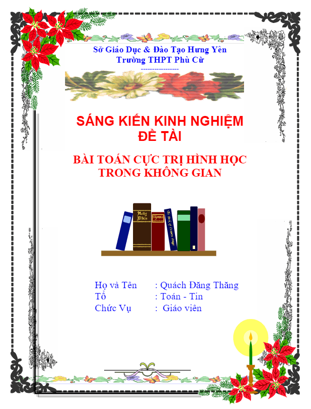 Bài toán cực trị hình học trong không gian - Quách Đăng Thăng